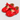 A pair of bright red patent leather baby shoes with large bow details, displayed on a light gray background.