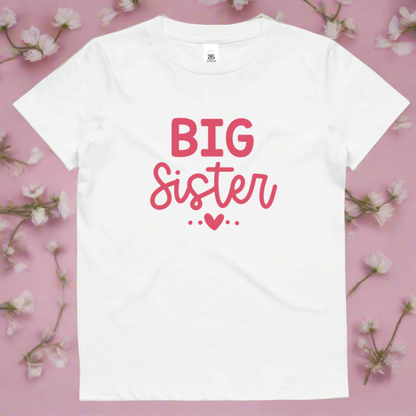 Big sister heart tee shirt