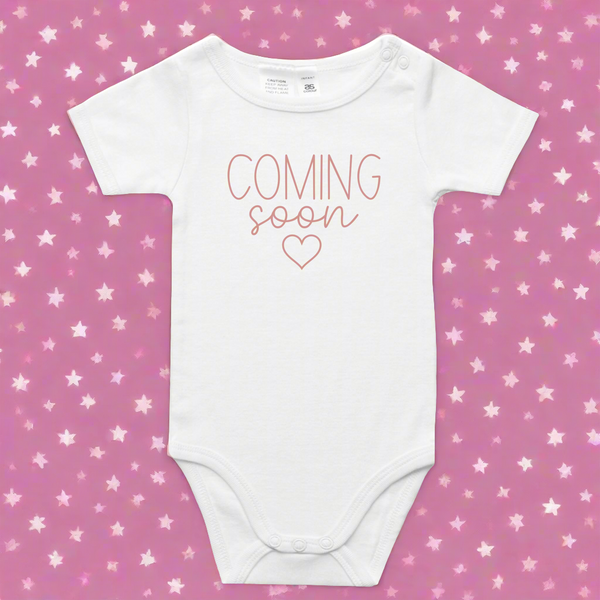 Coming soon pink onesie 