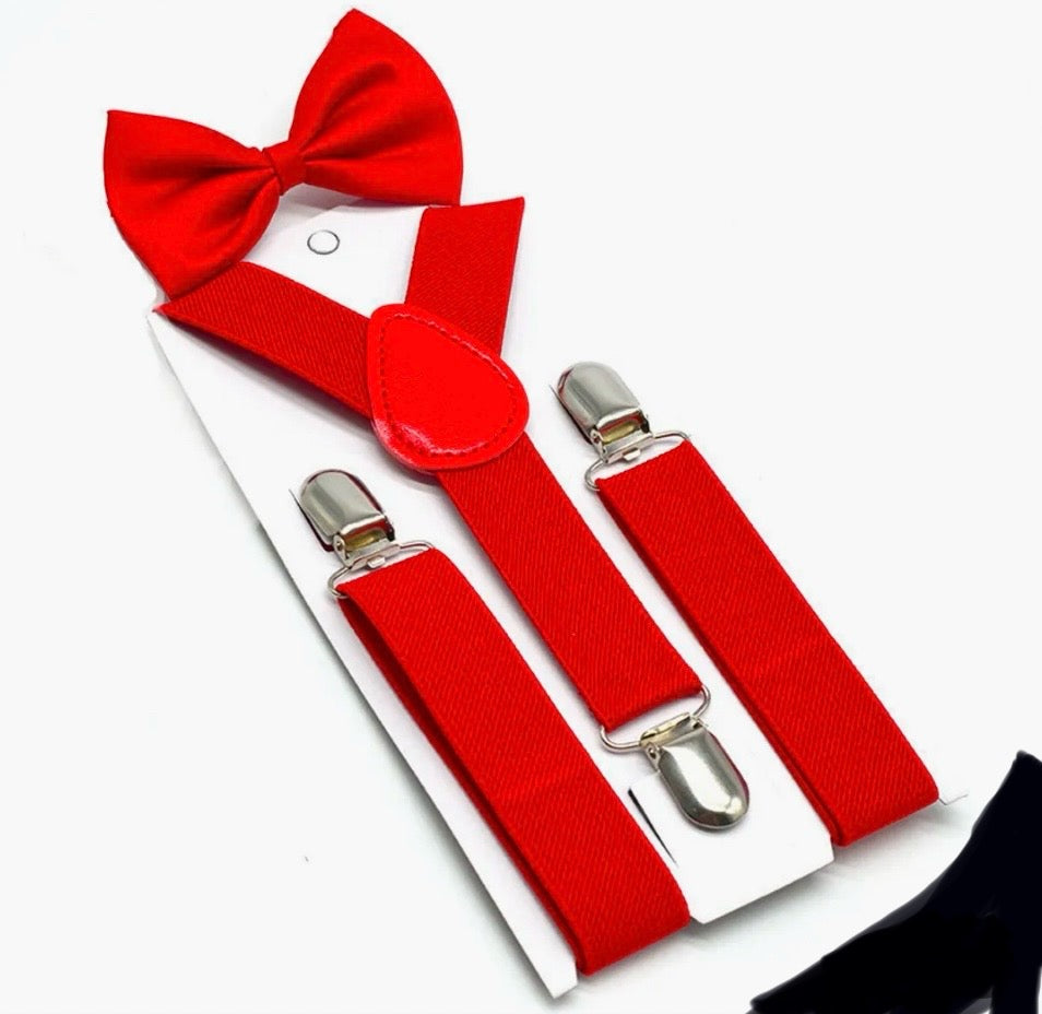 Red Suspenders and Bow Tie set