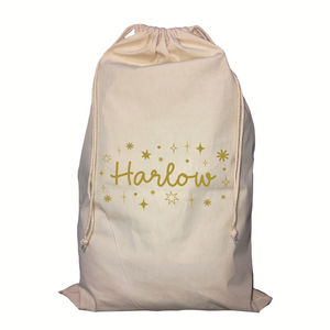 Gold Stars Personalised Santa Sack