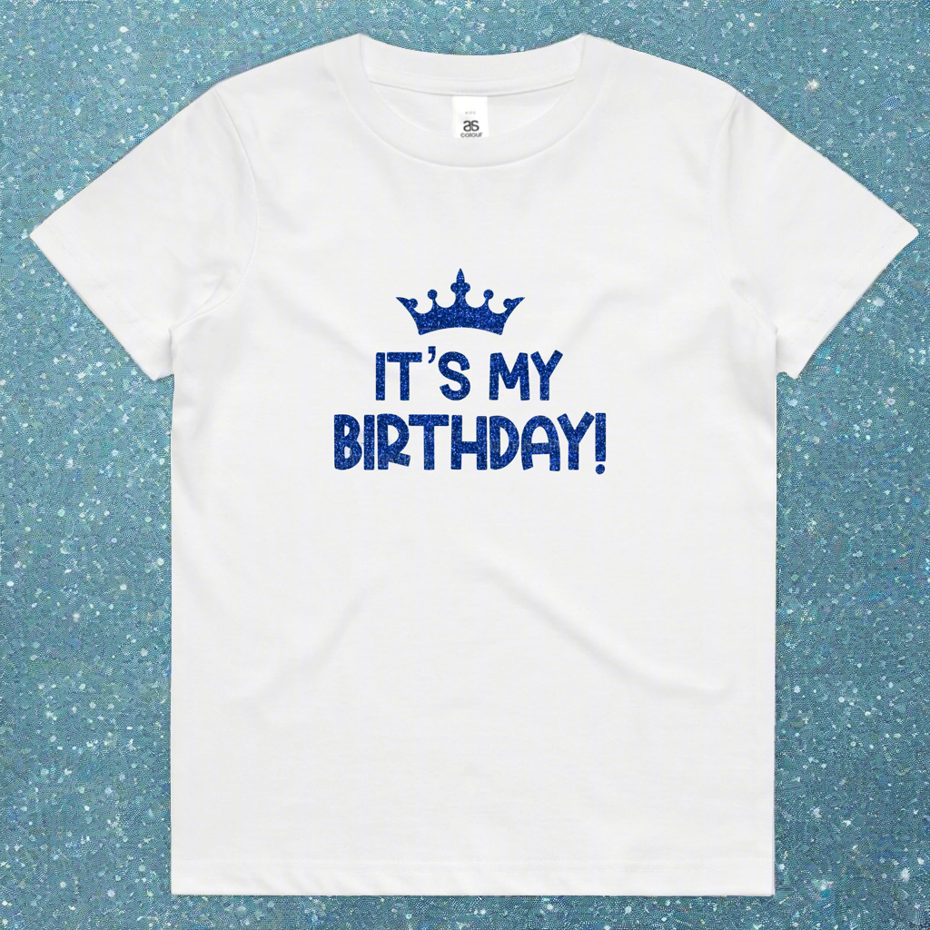 It’s my birthday tshirt blue glitter