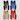 Four pairs of Y-back suspenders arranged in a 2x2 grid on a light neutral background: black, royal blue, tan, and red. Each pair has a fabric body, a leather-look Y patch, and silver metal clips.
