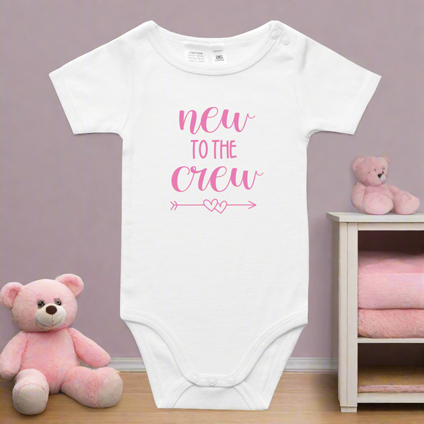 New to the crew onesie pink