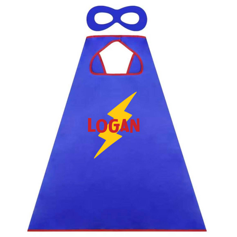 Personalised Blue Superhero Cape - Lightning
