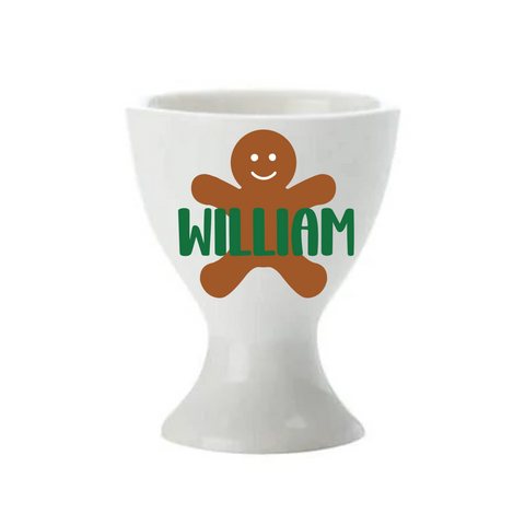Personalised Christmas Egg Cup - Gingerbread Man