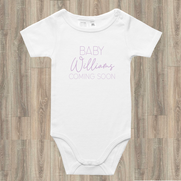 Personalised Coming Soon Baby Onesie