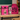 Pink bags with cartoon character and text, water bottle on a table in a classroom setting