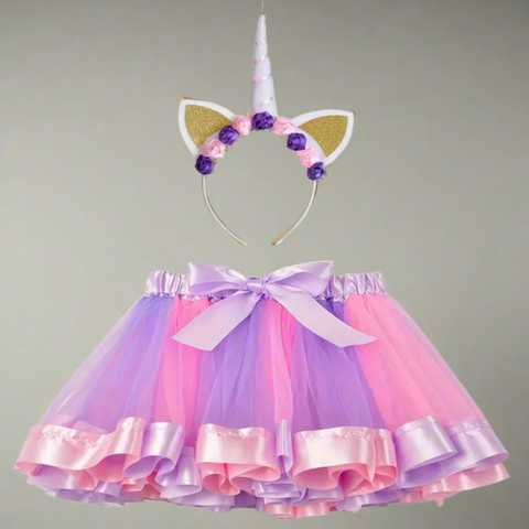 Purple Tutu and Unicorn Headband 