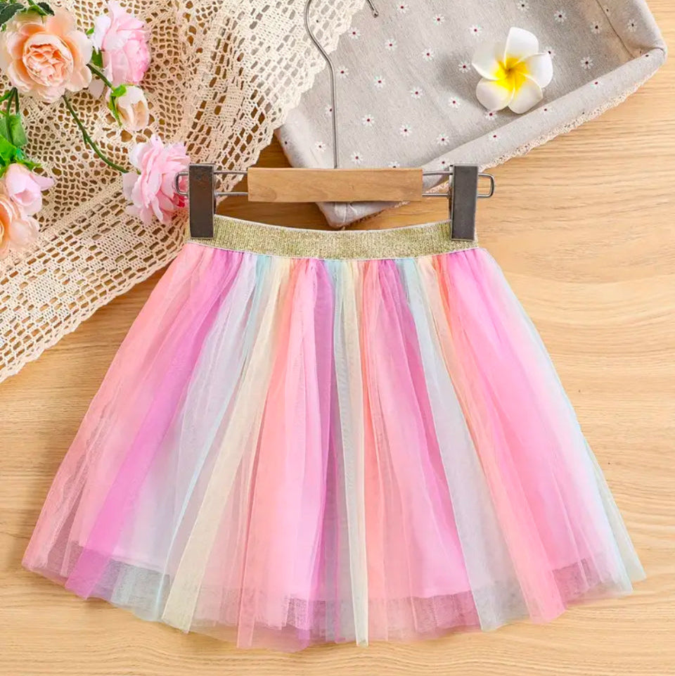 Rainbow tutu gold waistband