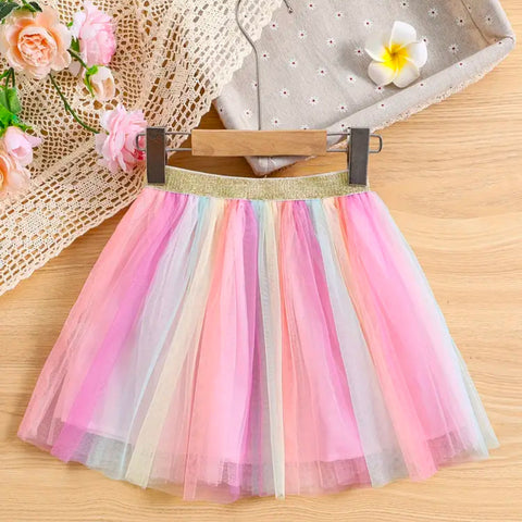 Rainbow tutu gold waistband