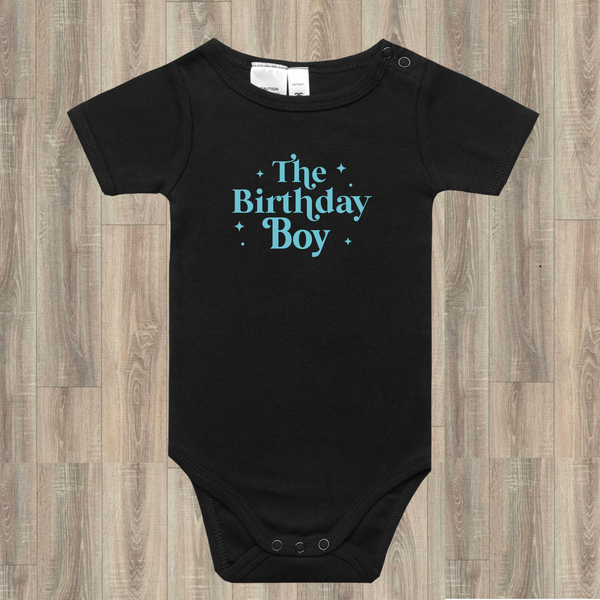 The birthday boy black onesie