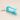 Turquoise plastic clip with a keychain on a beige background