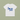 White t-shirt with blue text on a light green background