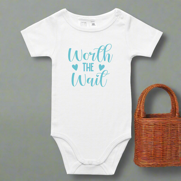 Worth the wait onesie blue