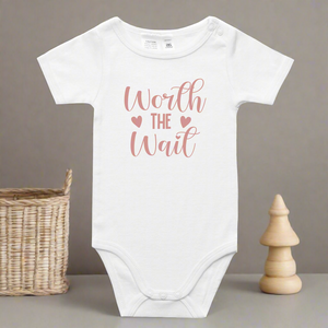 Worth the wait onesie pink