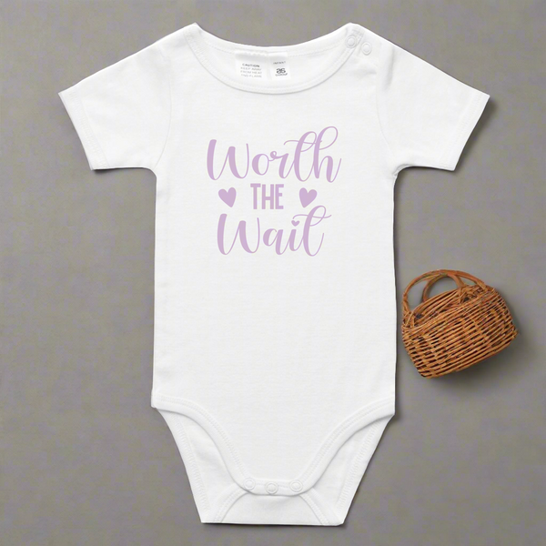 Worth the wait onesie purple