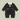 Black baby tuxedo with bow tie on a light green background