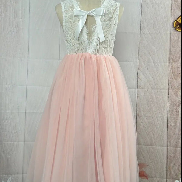 pink flower girl tulle