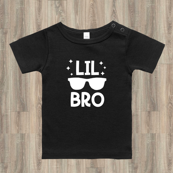 Lil Bro Sunglasses Black and White Toddler Tee