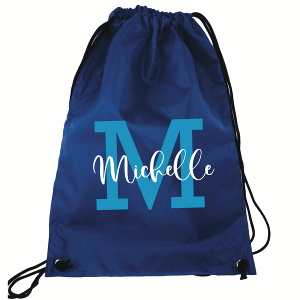 Personalised Swim Bag NZ Blue Initial Design