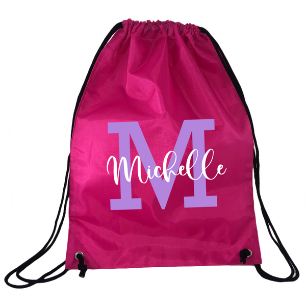 Personalised Swim Bag NZ Pink Initial Design