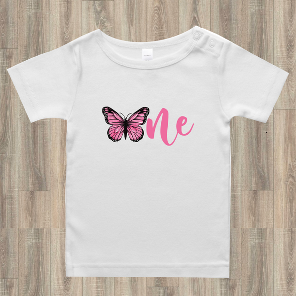 Butterfly First Birthday Tee Pink