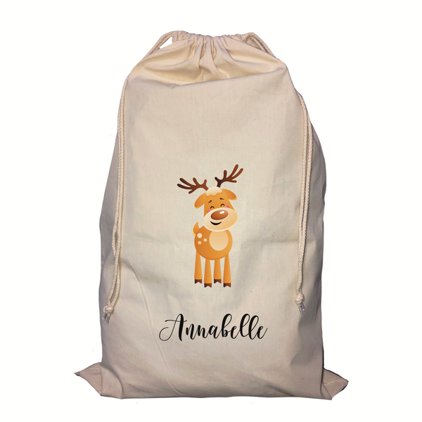 reindeer personalised santa sack