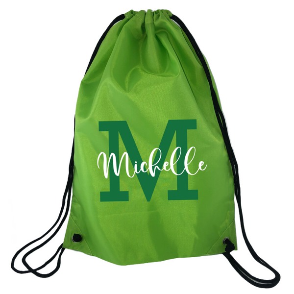 Personalised Swim Bag NZ Green Initial Design
