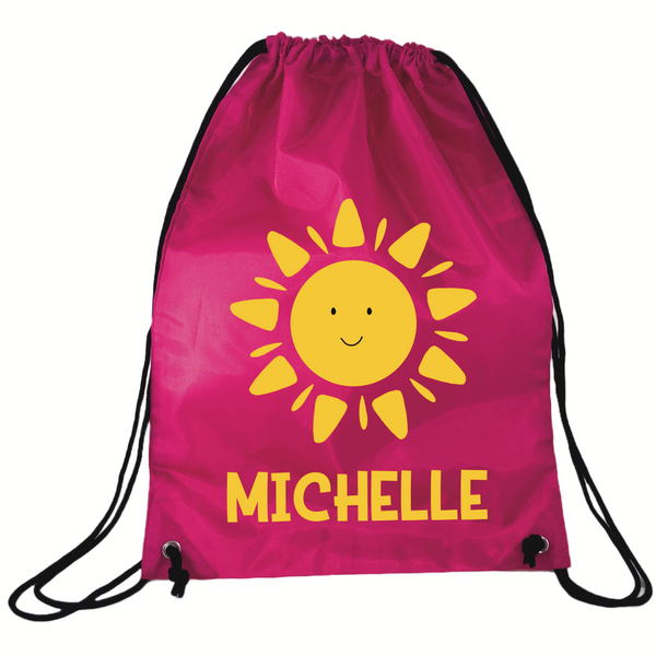 Personalised Swim Bag NZ Pink Sun Design