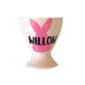 Personalised egg cup-pink-easter