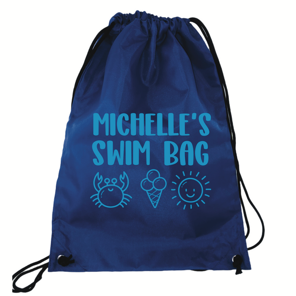 Personalised Swim Bag NZ Blue Coloured Summer Design