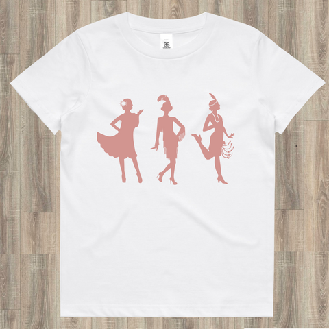 Art Deco T-shirt Girls White and Pink