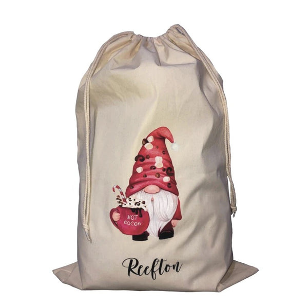 hot choc gnome personalised santa sack